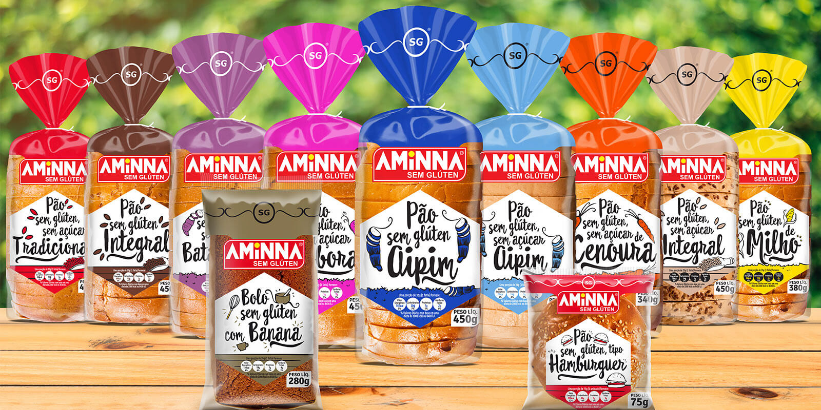 Embalagens para pães sem glúten Aminna